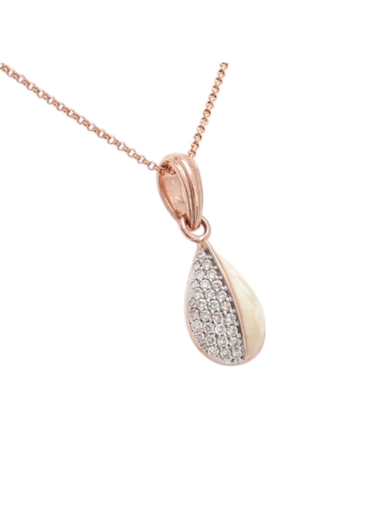 Trendy Drop Shape 925 Sterling Silver CZ Stone Rose Gold Plated Pendant With Chain For Women By Kesardeep